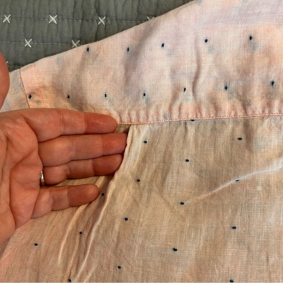 Rodd & Gunn Men’s Pink with Navy Dots Linen Button Down Shirt Size Medium - Picture 5 of 6